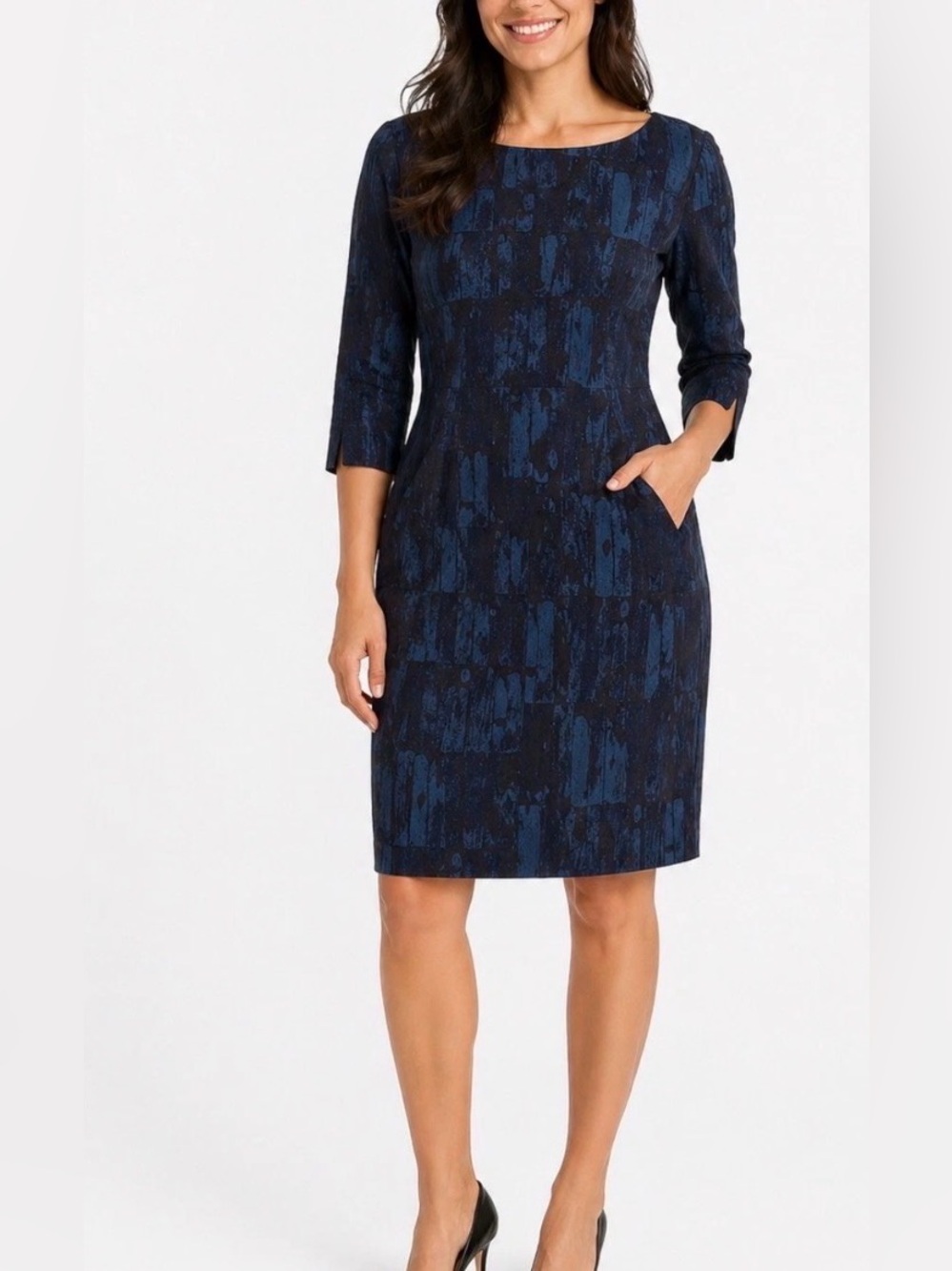 MM. Lafleur Blue and Black Textured Etsuko Dress, Size 0